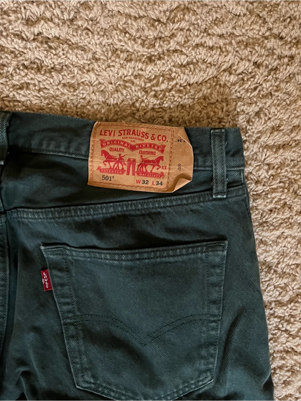 Levi's 501® Men’s Straight Jeans - Dark Green 32 x 34